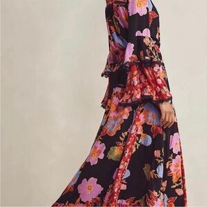 FREE PEOPLE PENNY FLORAL PRINT MAXI BODYSUIT DRESS S